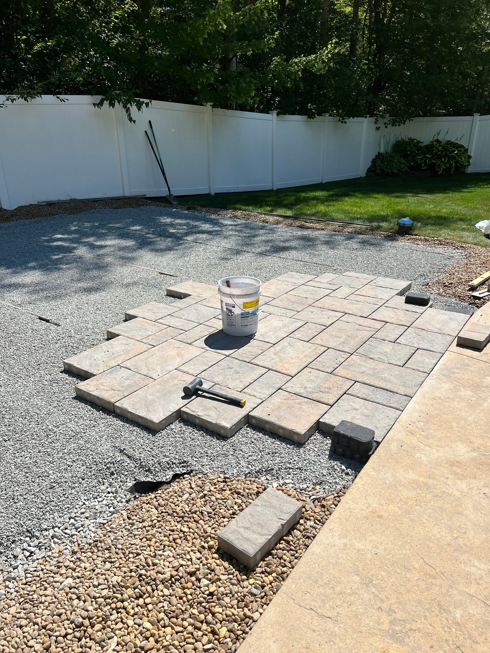 paver patio under construction