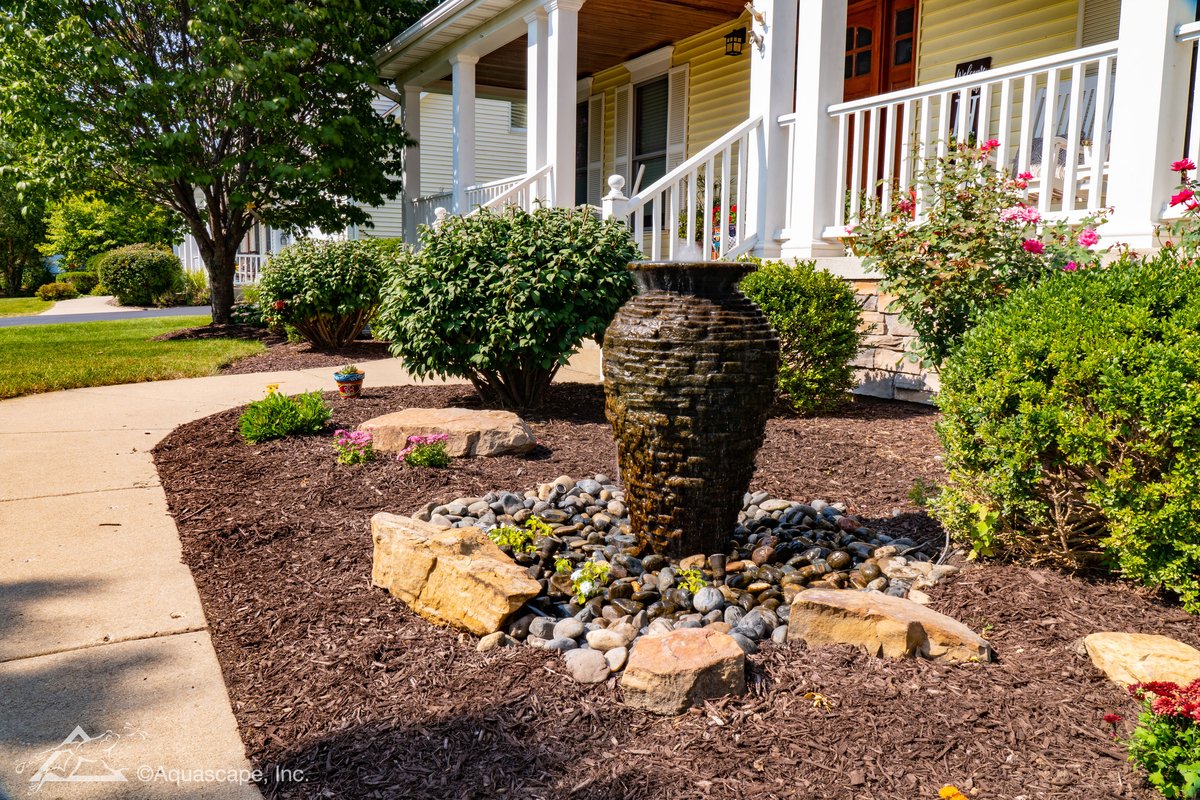 stacked slate urn front entryway