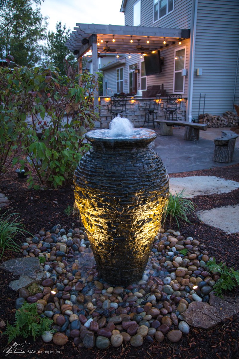 stacked slate urn lights